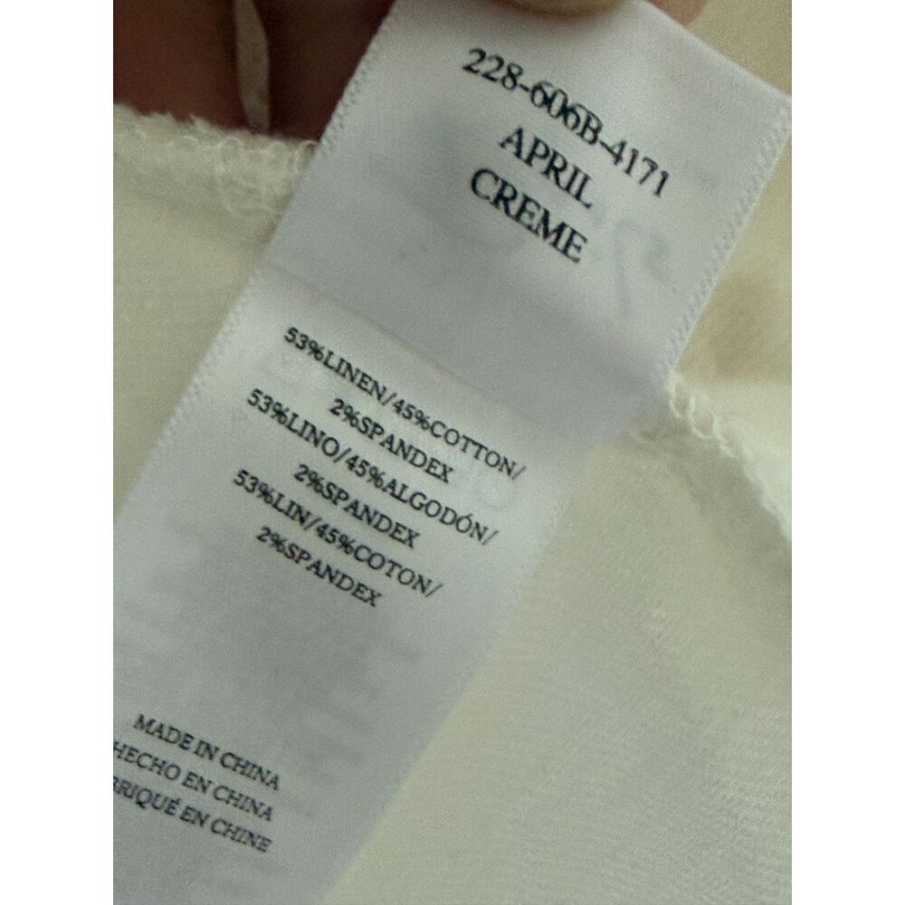 Rails April Creme Short-Sleeve Linen Blend Wrap Blouse With Tie Detail - S - Picture 9 of 9
